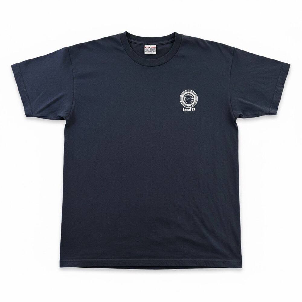 IUOE Local 12 Operating Engineers Union Made in USA XL T-Shirt Bayside Navy Blue